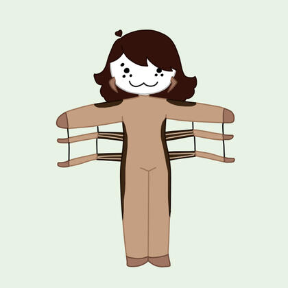 Girl dressed up as a spider, t-posing